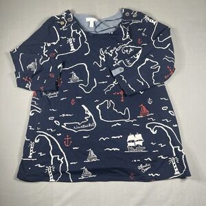 Charter Club Navy White Cape Cod 3/4 Sleeve Women's Petite Shirt Sixe -1X